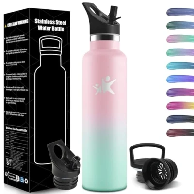 Imagen de HoneyHolly Botella Agua Acero Inoxidable, 1000 ML Reutilizable Sin BPA, Termica, Agua, Aislamiento Al Vacío de Doble Pared, Termos, Cantimplora para Adultos, Deporte
