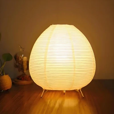 Imagen de ACMHNC Lámpara de Papel, Retro Cabecera Papel Arroz con Pantalla Blanca, Mesa Salón Dormitorio Decoración, Casquillo E14, 1,8 Meter Cable, H 23cm