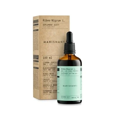 Imagen de Grosella Negra (Ribes Nigrum L.) Tintura madre sin alcohol extracto líquido gotas 100ml Complemento alimenticio Marishanti 100% Natural y Vegano
