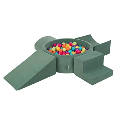 Imagen de KiddyMoon Parque Terciopelo Infantil De Espuma con Rodondo Piscina Bolas (200 Bolas) para Niños, Verde del Bosque:Verdeclr/Amarill/Turq/Naranj/Rosaos/Morado