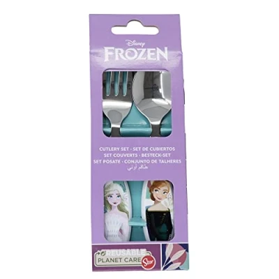 Imagen de Set de 2 cubiertos infantiles acero inoxidable compuesto tenedor y cuchara Frozen
