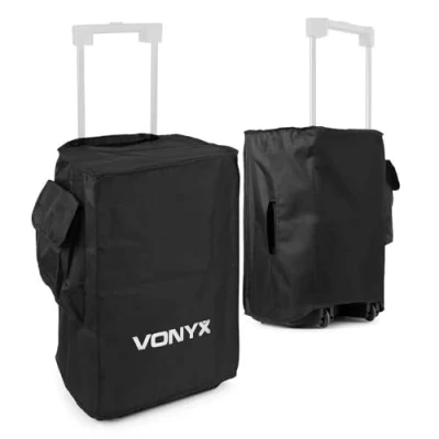 Imagen de Vonyx SC12B juego de 2 fundas protectoras para altavoces 12 pulgadas, compatible con series AP y VSA, bolsillo accesorios acceso a asas, resistente duradero