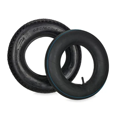 Imagen de Relaxdays Rueda Carretilla con Cámara de Aire, Neumático Repuesto Perfilado, 4.00 8&quot;, para Carreta, máx. 150 kg, Negro, Caucho, 40 x 10 cm