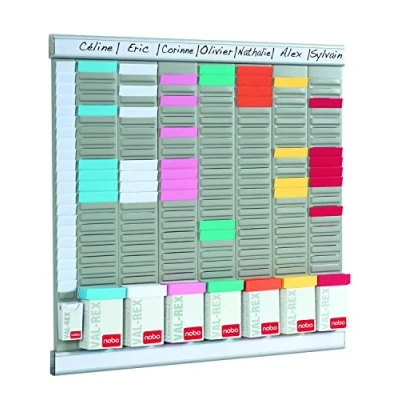 Imagen de Nobo Kit Planificador de Pared para Tarjetas T, Oficina, 7 Columnas y 24 Ranuras Tamaño 2,