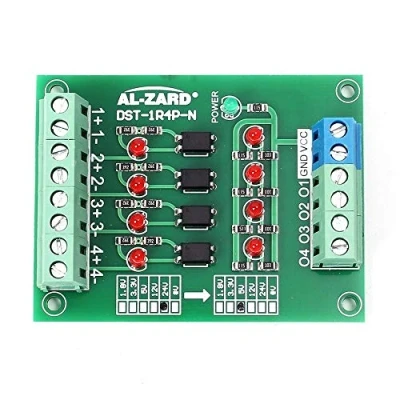 Imagen de Optocoupler placa de aislamiento, 12V a 5V Convertidor voltaje 4 canales módulo aislado PLC nivel señal