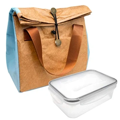 Imagen de NERTHUS FIH 693 Bolsa termica Porta Alimentos Diseño con Tyvek de estraza y Detalle Color Azul + 1 Hermético Litro