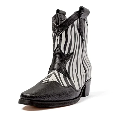 Imagen de L37 HANDMADE SHOES Cielo Lleno de Estrellas, Botas Vaqueras Mujer, Negro y Blanco, 37.5 EU