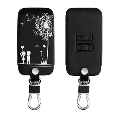 Imagen de kwmobile Funda Compatible con Renault Llave de Coche Smart Key 4 Botones (Solo Keyless Go) Cubierta Cuero sintético Case para Mando y Control Auto niños Diente león