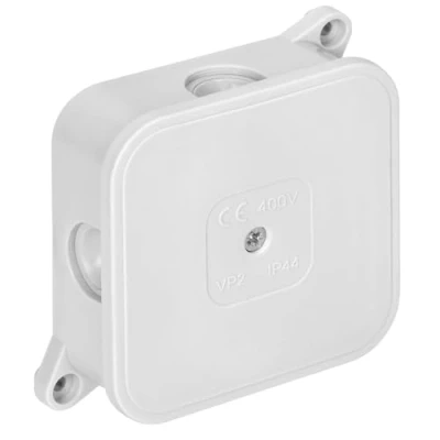 Imagen de Miratic Caja Estanca Exterior IP44 con 4 Prensaestopas de Goma 85x85x35mm para Cables Eléctricos Empalmes Superficie Conexiones (Blanco)