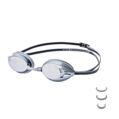Imagen de Amazon Basics Gafas de natación unisex para adultos, color plateado con espejo Talla única