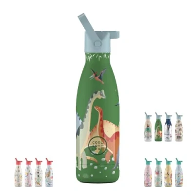 Imagen de Cool Bottles Botella Térmica Infantil de Agua Acero Inoxidable 350 ml Jurassic Era Bebidas Frías 36 Horas y Calientes 18 Acabado con Pintura en Relieve Sin BPA