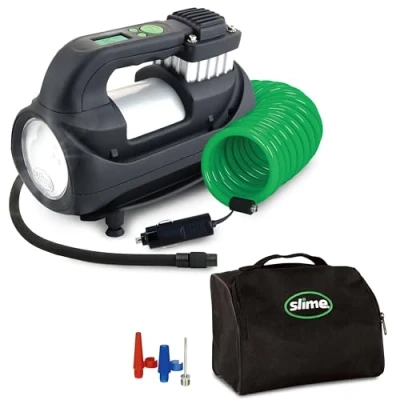Imagen de Slime 40068 95 Reifenfüllgerät, Expert, Heavy Duty, Digital, Inflate Right Technologie, inklusive LED Licht und Luftschlauch mit Schnellverbindung, Fülldauer 3 Min.