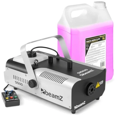 Imagen de BeamZ S1500 Máquina de Humo con Líquido 1500 W, Niebla incl. 5 Litros Humo, Control Remoto Cable para Fiestas, DJs, Fiestas en Casa, Bodas, Eventos.