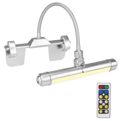 Imagen de HONWELL Luz inalámbrica para cuadros con control remoto, de imagen recargable 3 modos iluminación,luz pared regulable pintar cuadros, exhibición ilustraciones,Plata