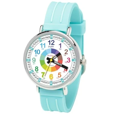 Imagen de Kiddus Reloj Educativo Analógico para niño, niña. Aprende la Hora con Nuestro Fácil Sistema Time Teacher. Ejercicios incluídos. Mecanismo de Cuarzo