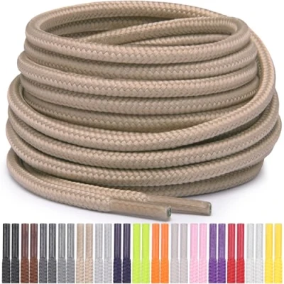 Imagen de Miscly Cordones Redondos para Zapatos, Zapatillas y Botas Disponibles en Múltiples Longitudes Colores (Caqui, 114 cm)