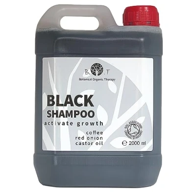 Imagen de Champú de Cebolla, Cafeína y Ricino Control Antigrasa Estimulador Crecimiento Capilar Anticaída Seborregulador Anticaspa, Negro, 2000 ml