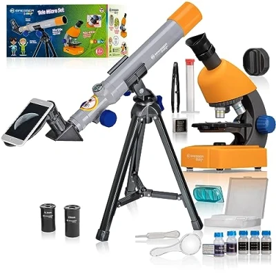 Imagen de Bresser Junior Microscopio, 40 x 640 con iluminación LED Funcionamiento Pilas, Naranja