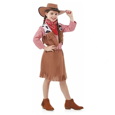 Imagen de Fun Shack Disfraz Vaquera Niña, Niña Vaquera, Vaquero Cowgirl Cowboy Granjera Carnaval Talla S