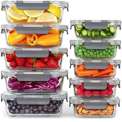 Imagen de GOOD FOR YOU Almacenamiento de Cocina y Despensa [10 Unida des] Recipientes Cristal con Tapas Almacenaje No Go tea sin BPA (10 10 Tapas)