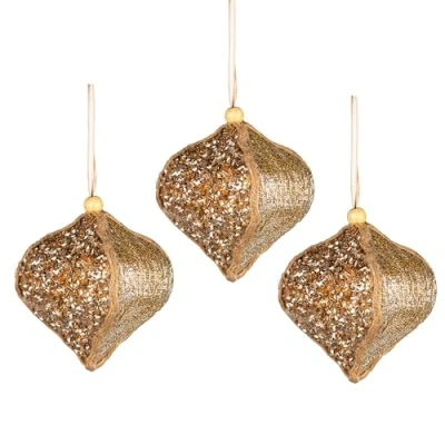Imagen de 3 Bolas de Lentejuelas Doradas 10,5 cm Decoración Colgante para árbol Navidad, Adornos Decorativos Festivos, Navidad con temática Cuento Hadas