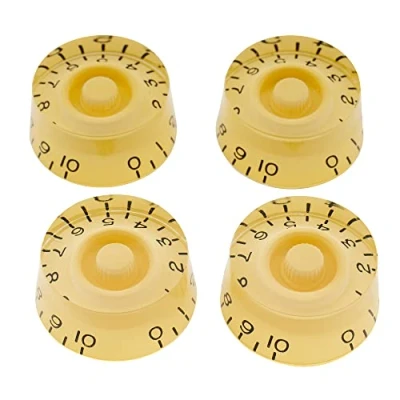 Imagen de Musiclily Pro Imperial Pulgadas Tamaño Botones de Potenciómetros Forma Cilíndrica Perillas para USA Guitarra Eléctrica Les Paul Style, Crema (Juego 4)