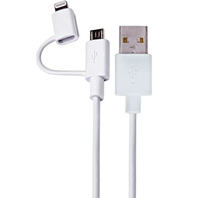 Imagen de Cable Lightning Micro Usb A 2.0 Dcu Blanco Conexión Y De 1m
