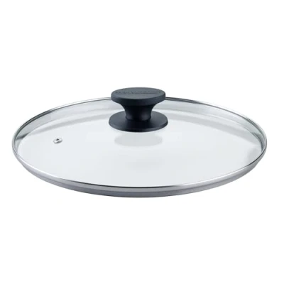 Imagen de Fackelmann tapa de cristal 28 cm, resistente al calor, mango baquelita Shadow Black, universal ideal para cualquier hogar