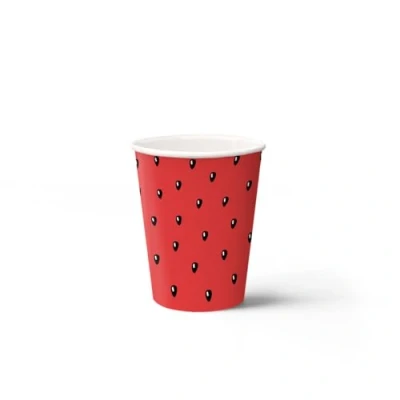 Imagen de PAW Vasos Desechables Cafe (250 ml) I Paquete de 8 Cartón Ideal para Bodas, Fiestas Infantiles, Cumpleaños, Celebraciones Impresión Papel al Agua Sandía