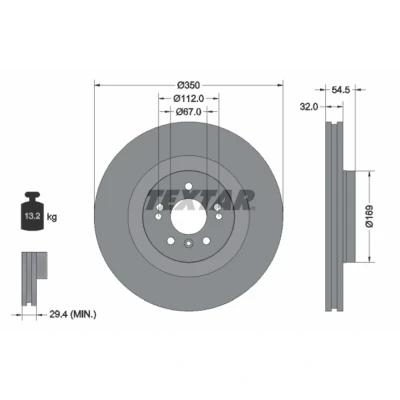 Imagen de Disco de freno TEXTAR 92150705 frente/ventilado/altamente carbonizado/1 pieza