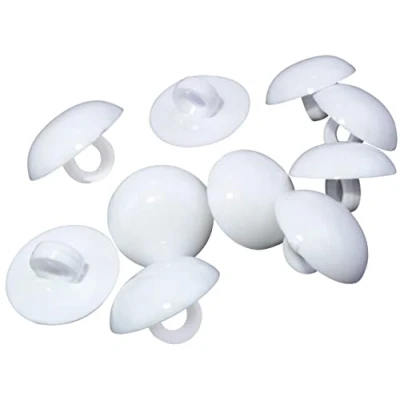 Imagen de AERZETIX C56558 Juego de 10 Botones coser redondos Ø12.8x8.7mm blancos en plástico apertura 3mm mercería costura ropa artesanía moda tejer decoración