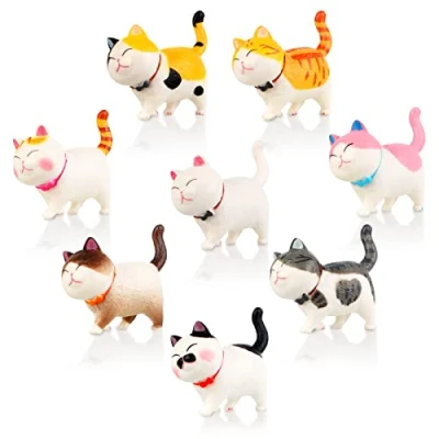 Imagen de Guichangkai Figura de gato realista 8 piezas, figuras gatos en miniatura bonitas, juguetes, modelo gato, decoración, Mini educativas gatito