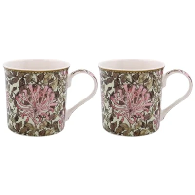 Imagen de Lesser &amp; Pavey Juego de 2 tazas café diseño británico, cerámica para el hogar o trabajo, grandes bebidas calientes, té y (tazas madreselva S2)