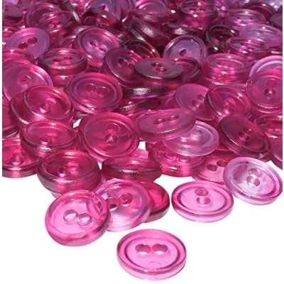 Imagen de AERZETIX C56366 Juego de 100 Botones redondos para costura Ø11.5x2.2mm con 2 agujeros diámetro apertura 2mm color ciruela transparente en plástico decoración mercería moda
