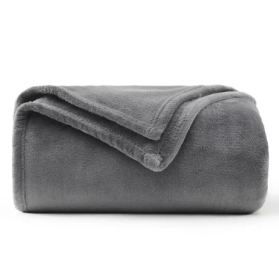 Imagen de WAVVE Manta Pequeña para Sofá, Franela 130x150 cm, de Microfibra, Suave, Cálida, Transpirable (Gris)