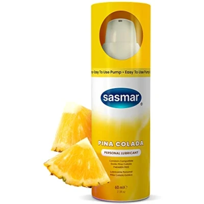 Imagen de Sasmar Lubricante personal con sabor a piña colada, mejora el placer, sin parabenos, huele fantástico, bomba de 60 ml