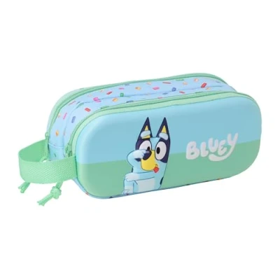 Imagen de Safta BLUEY 3D Portatodo Doble 3D, Estuche Infantil, Niño, Ideal para Niños en Edad Escolar, Cómodo y Versátil, Calidad Resistencia, 21x6x8 cm