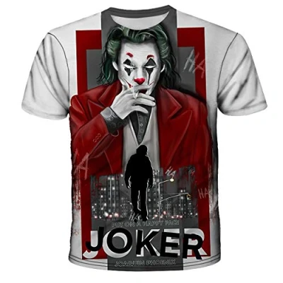 Imagen de The Joker Camiseta unisex con impresión 3D de verano, cuello redondo, para hombre, deporte, ocio, manga corta 16 L