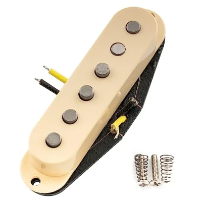 Imagen de Artec SSA 12R Vintage Staggered Alnico 5 Single Coil Pastilla Medio Pickup 6,5K para Guitarra Eléctrica tipo Strat, Crema
