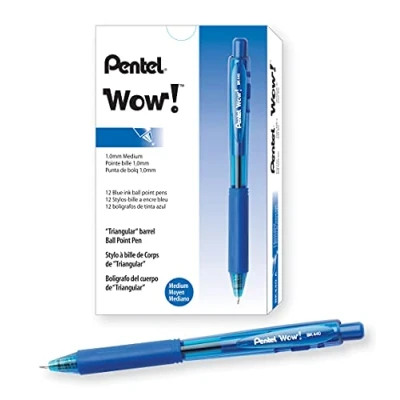 Imagen de Pentel BK440 C Bolígrafo (12 unidades, mecanismo de presión, zona agarre ergonómica), color azul