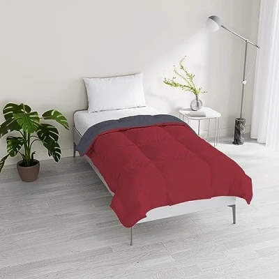 Imagen de Italian Bed Linen Edredòn de Invierno Bicolor Sogni e Capricci, Burdeos/Gris Oscuro, 200x200cm