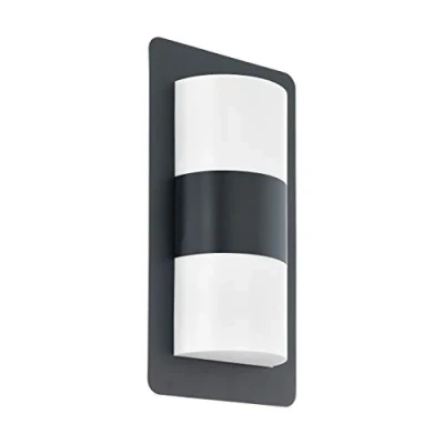 Imagen de Eglo 98086 iluminación de pared Adecuado para uso en exteriores Antracita, Blanco E27, Lámpara, Cepillado, 2 bombilla, s, IP44,