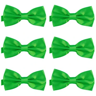 Imagen de DonDon Set de 6 Pajarita para hombre 12 x cm ajustable y lista usar Verde
