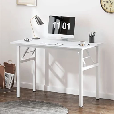 Imagen de SogesHome Mesa de Escritorio Plegable para computadora 100 x 60 75 cm Oficina Escritura, Conferencia, Blanco,AC5DW SH