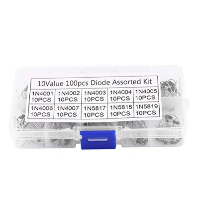 Imagen de Diodo, 100pcs 10Values Rectificador Diodo Kit electrónico con pérdida de baja potencia caja, Alta eficiencia (1N4001 1N4007 1N5817 1N5819)