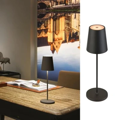 Imagen de SLV Lámpara LED recargable Vinolina Two, negra, aluminio, Ø 11 cm, IP65