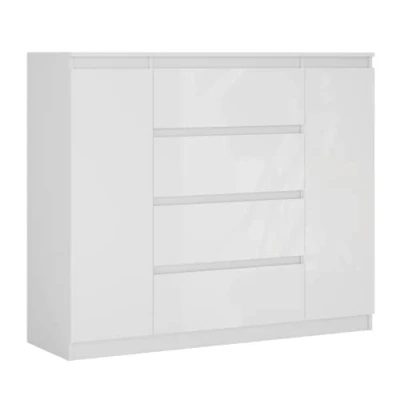 Imagen de 3E 3xE living.com Cómoda con Cajones Color: Blanco/Blanco Brillante, Dimensiones: L: 120 cm P 39 H: 101