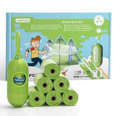 Imagen de Nobleza Bolsas Caca Perro, Biodegradables, 240 con Dispensador, Extra Grueso, A Prueba de Fugas, Bolsitas Dog Poop Bag, 16 Rollos