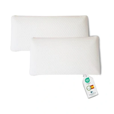 Imagen de Valentia HOGAR Pack 2 Almohada Viscoelastica 70 cm Funda Lavable Aloe Vera con Cremallera + Interior Adaptable al Cuello Antiacaros y Antibacterias Fabricado España