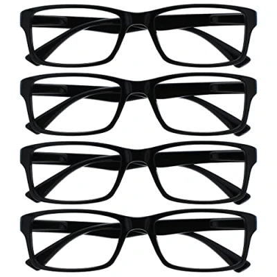 Imagen de The Reading Glasses Company La Compañía Gafas De Lectura Negro Lectores Valor Pack 4 Estilo Diseñador Hombres Mujeres RRRR92 1 +3,00